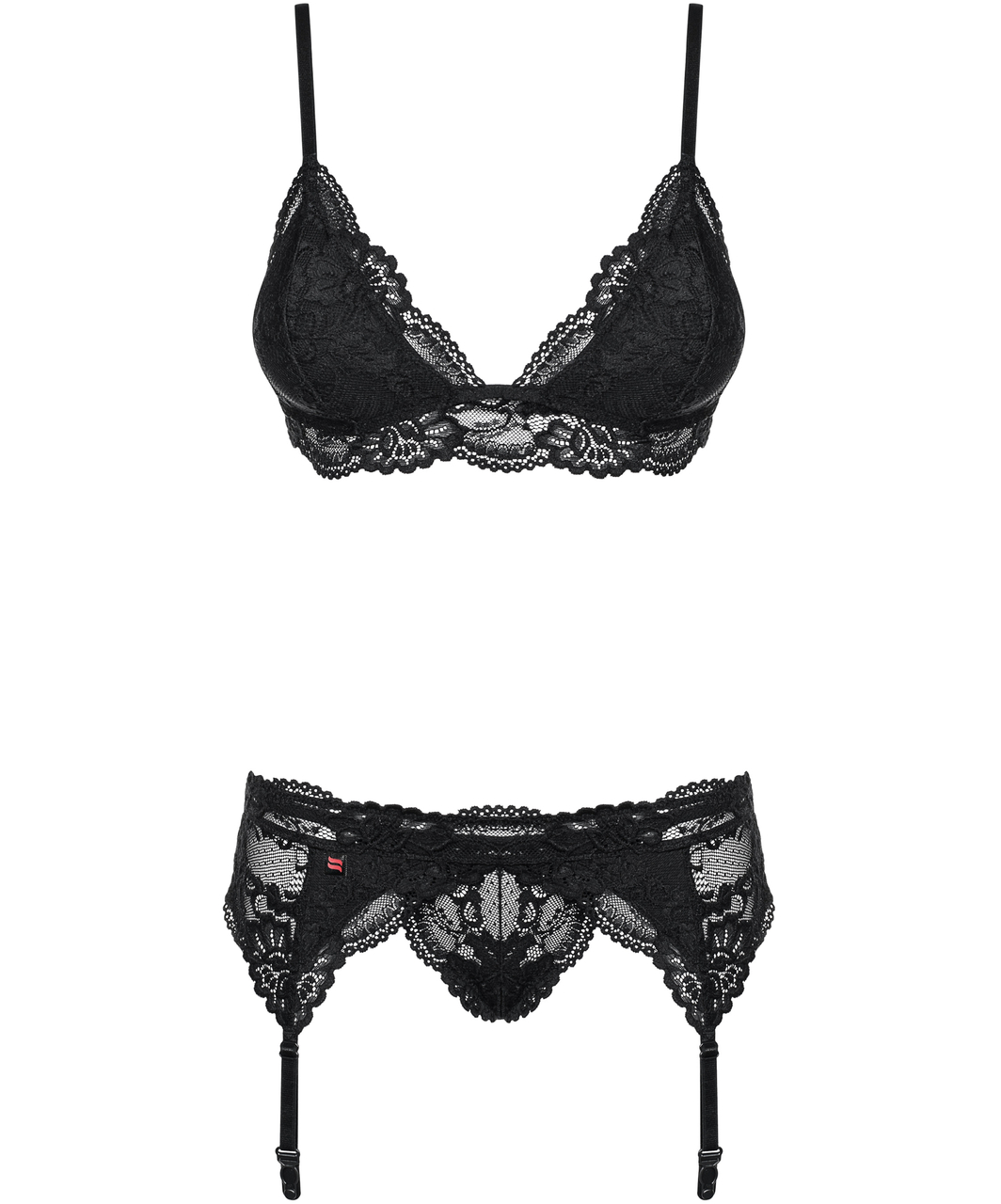 Obsessive Black Lace Three Piece Lingerie Set SEXYSTYLE Eu