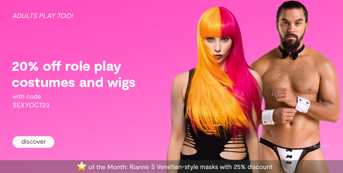 20% off role play costumes and wigs