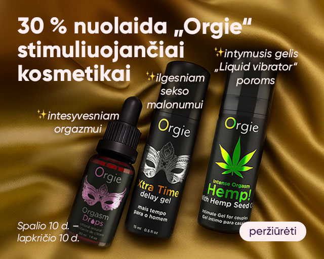 30 % nuolaida „Orgie“ 
stimuliuojančiai 
kosmetikai