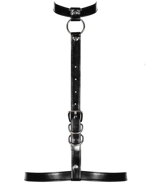 Obsessive black faux leather choker harness SexyStyle.eu