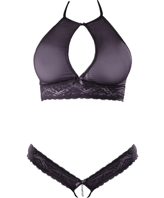 Basque zwart met parelkettingen | Cottelli Lingerie• SIN&LACE