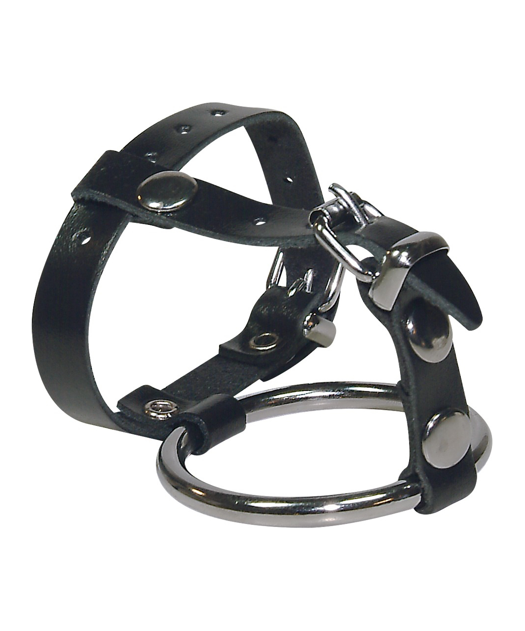 Sextreme metal cockring with leather strap