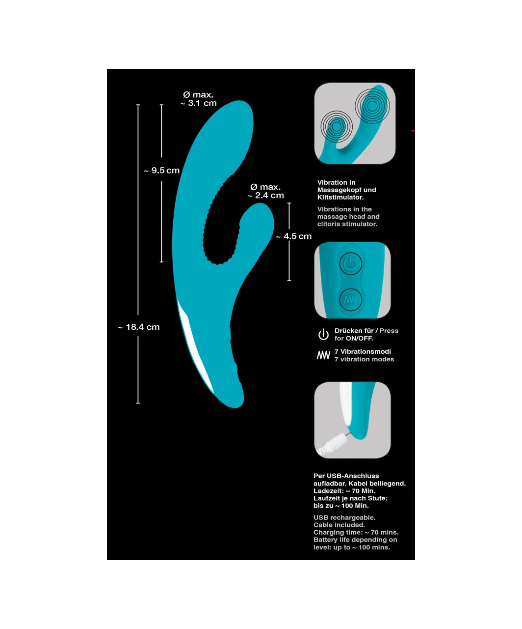 Javida Rechargeable Dual Motor Vibe