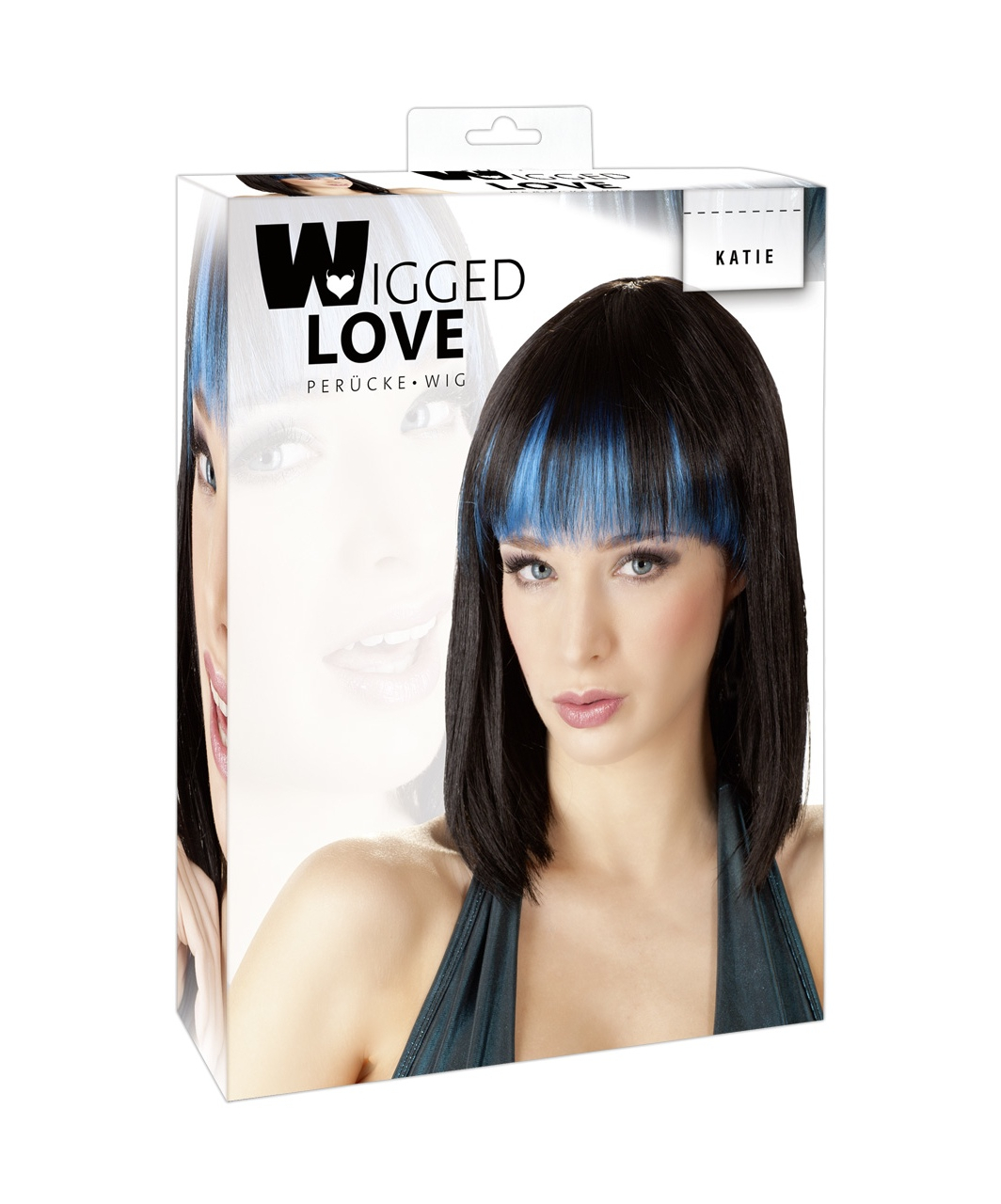 Wigged Love черный парик с синими локонами