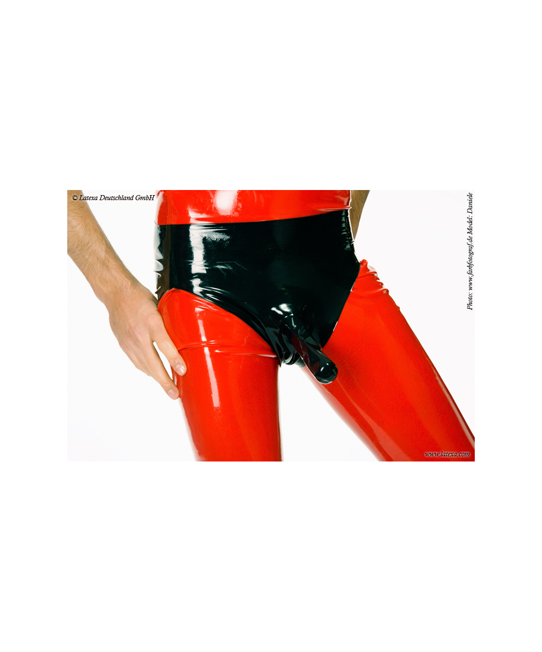 Latexa mens latex briefs with two sheaths