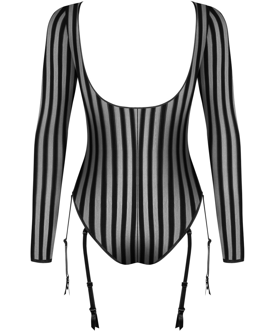 Noir Handmade black striped bodysuit with suspenders