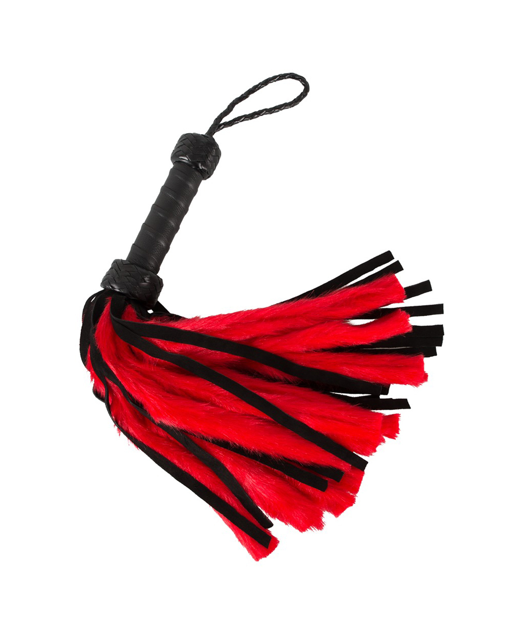 Zado leather flogger with red faux fur tails