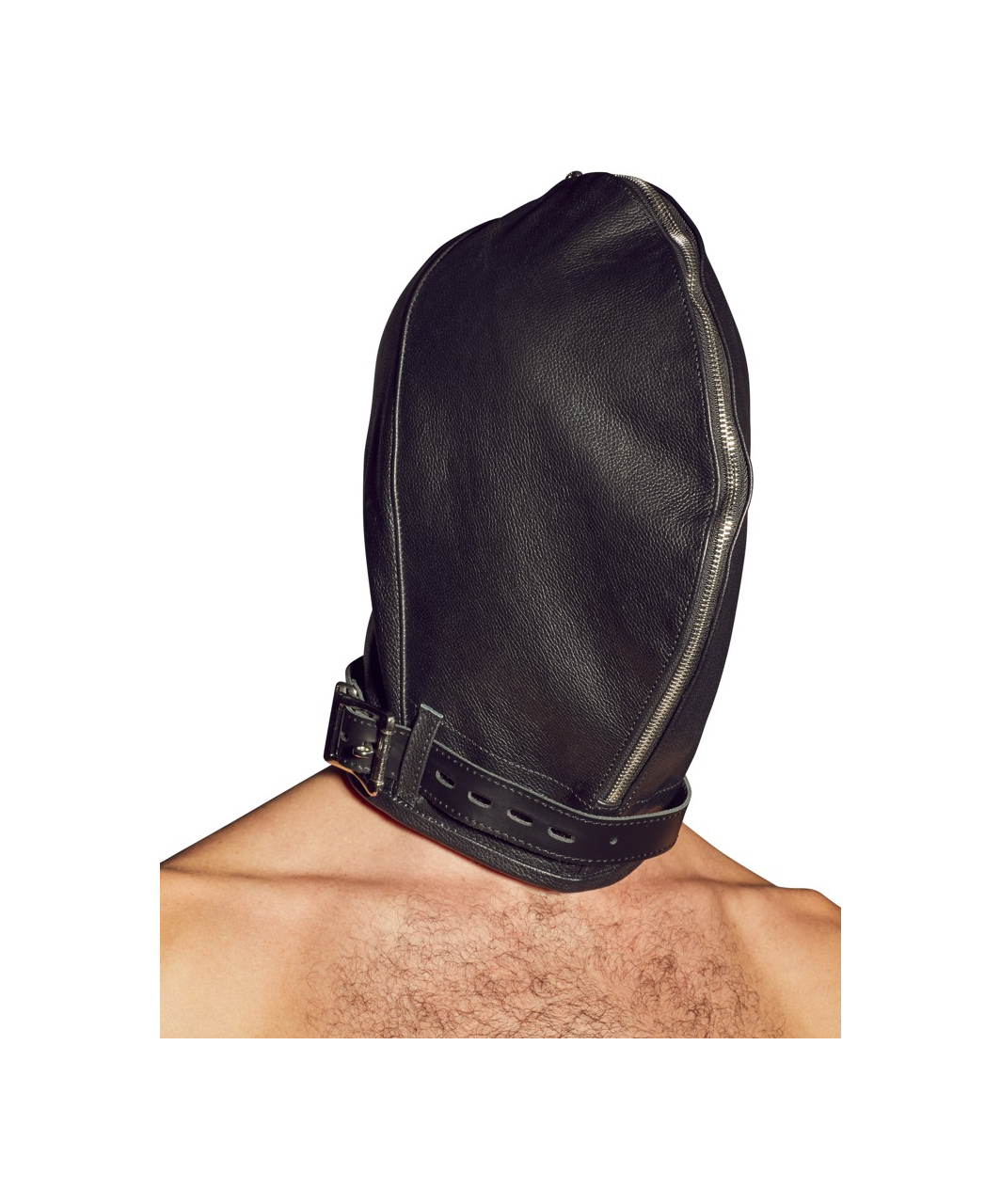 Zado double hood leather mask with zipper