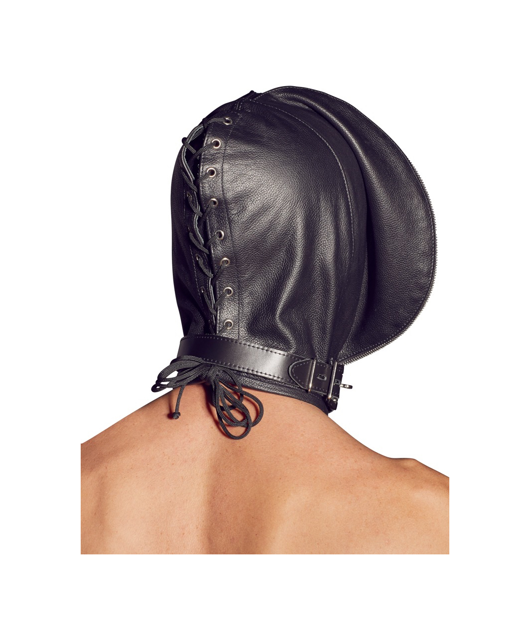 Zado double hood leather mask with zipper