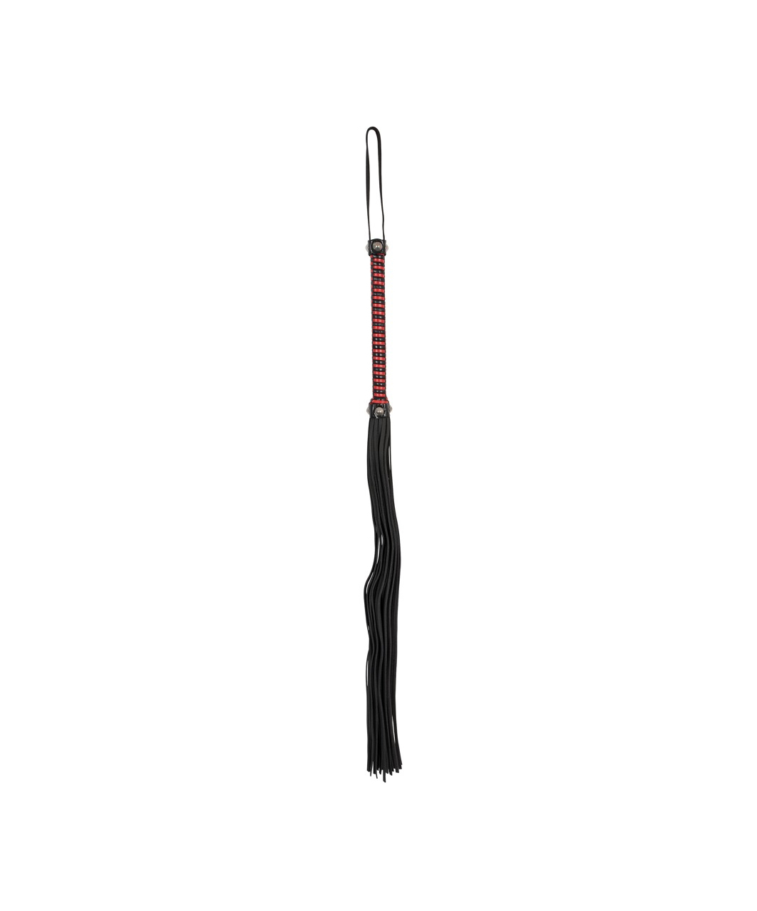 Zado leather whip with black & red weaved handle