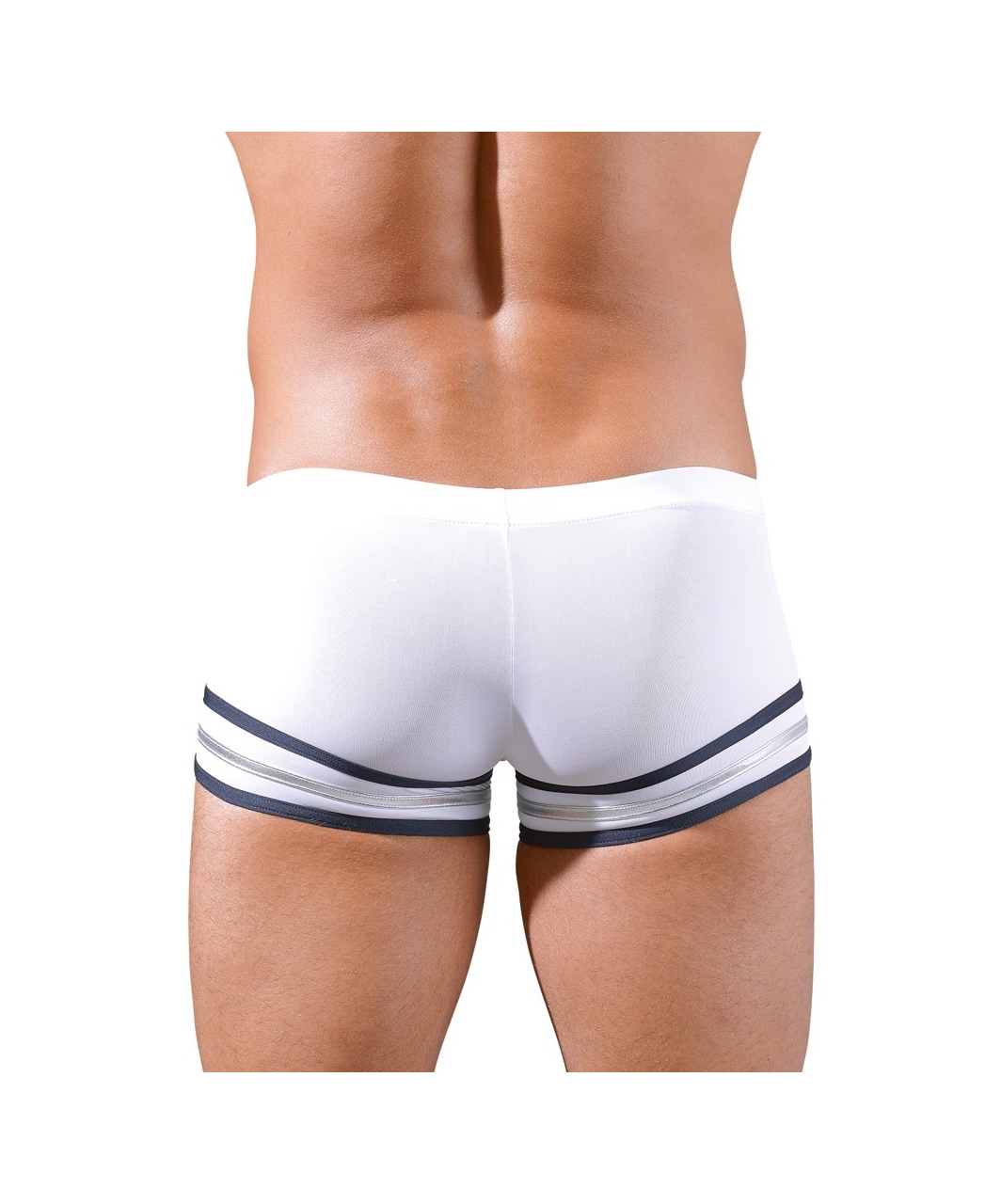 Svenjoyment white sailors-style trunks with zipper