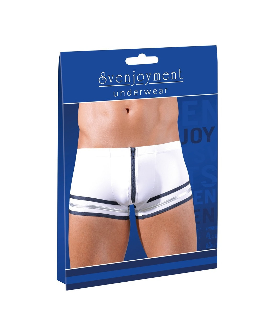 Svenjoyment white sailors-style trunks with zipper