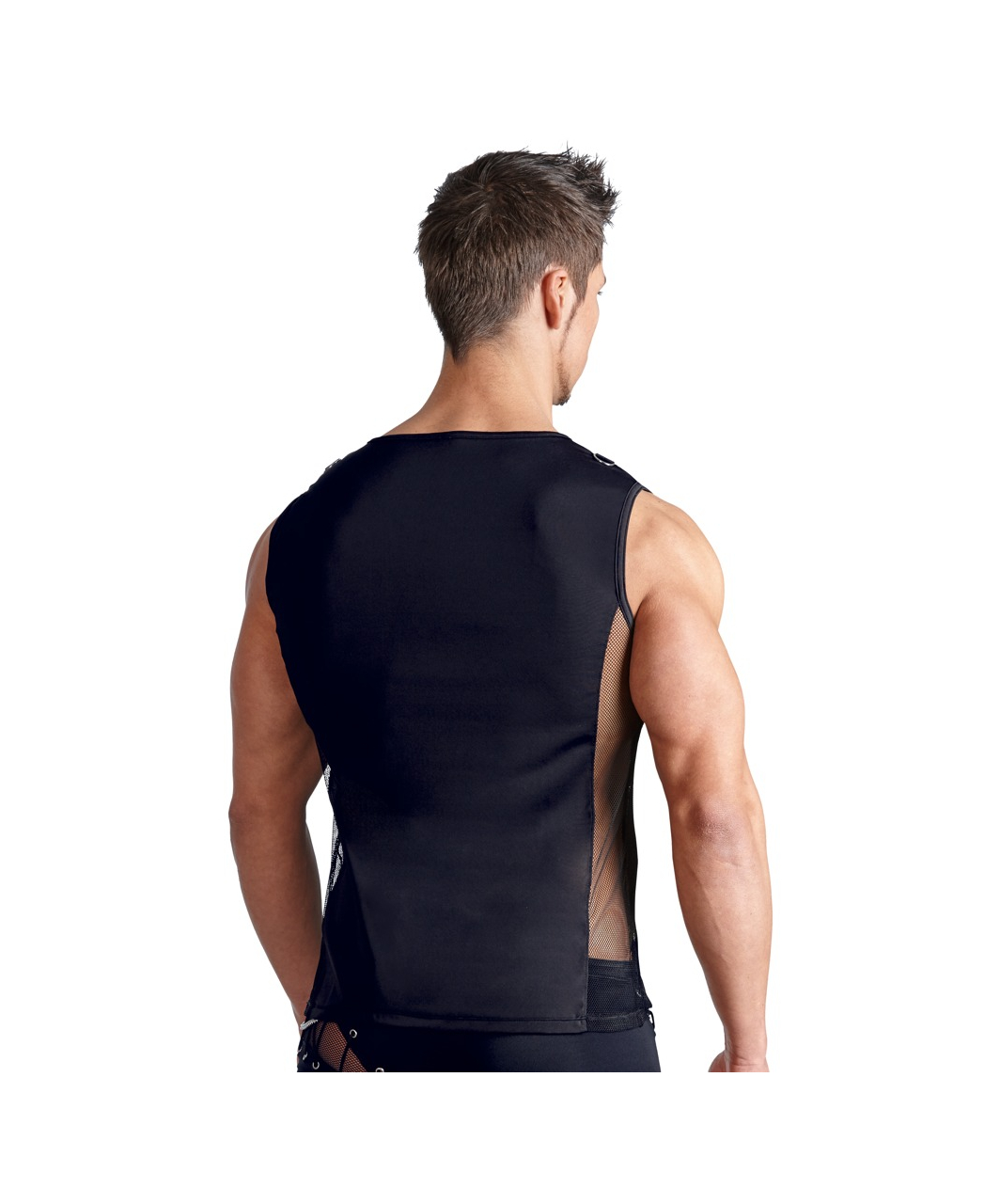 Svenjoyment black muscle shirt with lacing and mesh