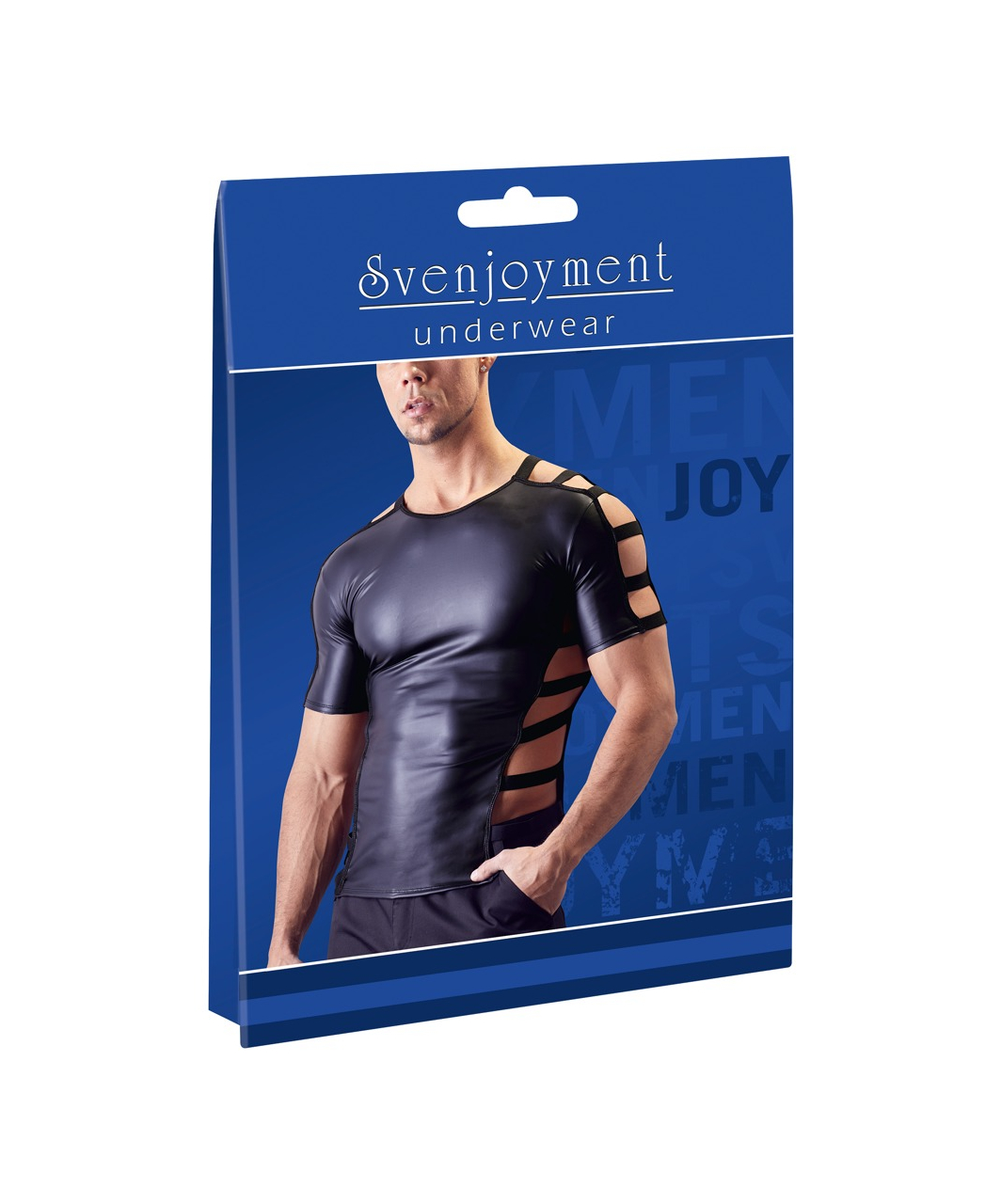 Svenjoyment black matte look T-shirt with side straps