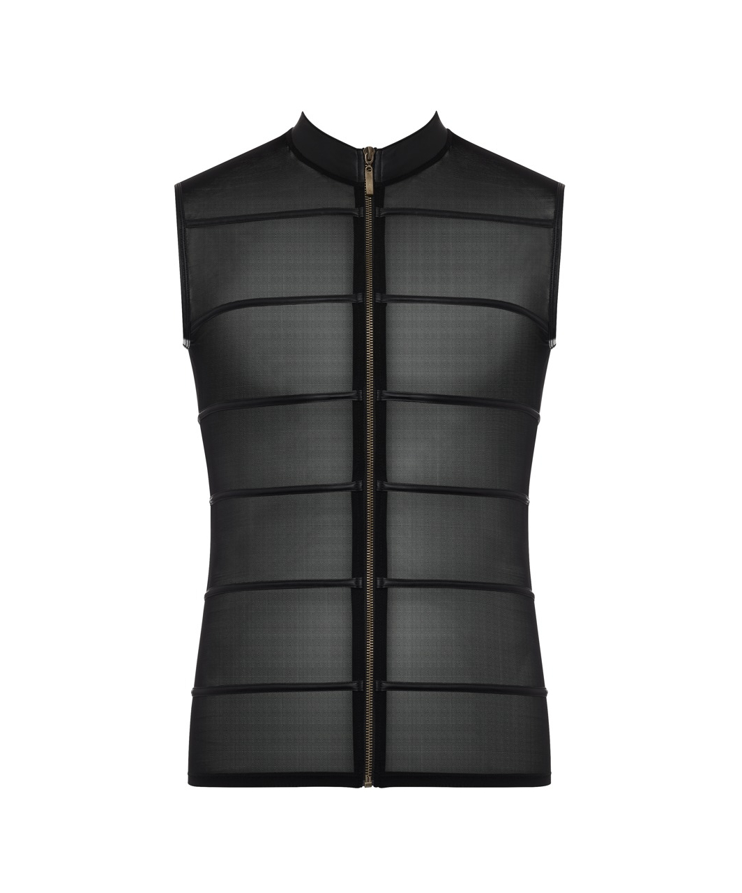 NEK black powernet muscle shirt with zipper