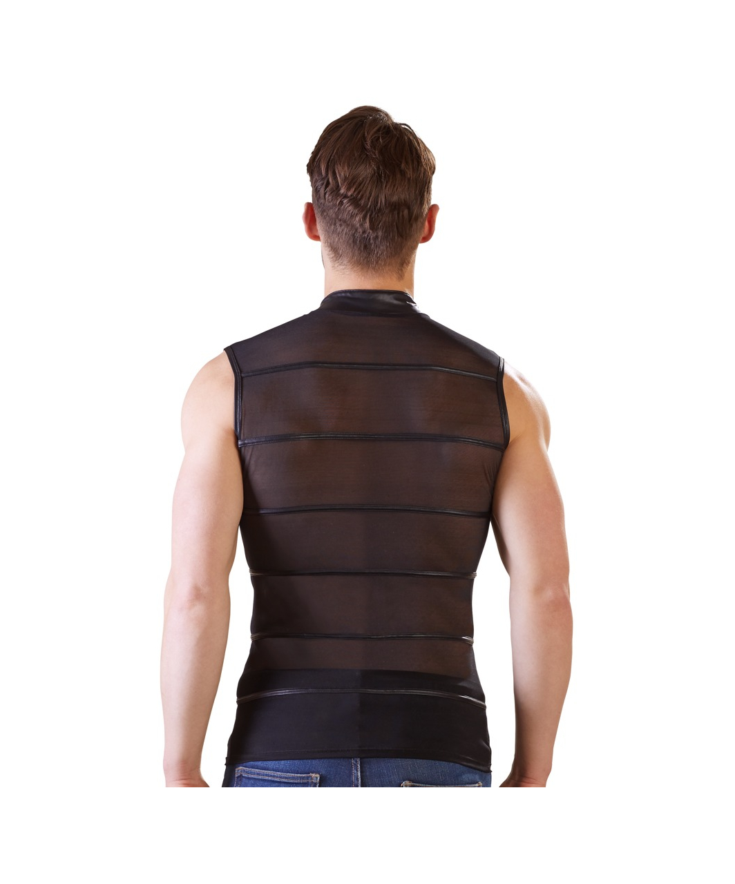 NEK black powernet muscle shirt with zipper