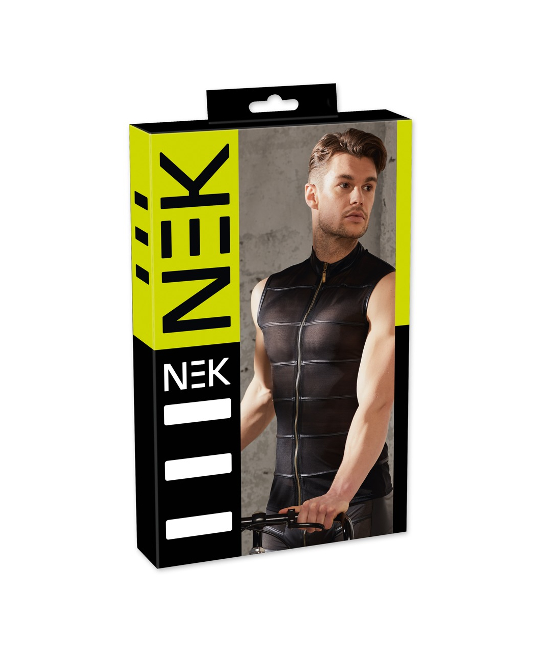 NEK black powernet muscle shirt with zipper