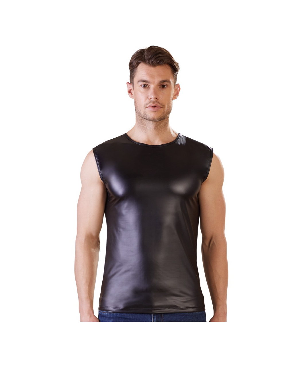NEK melns matēta auduma bezpiedurkņu krekls