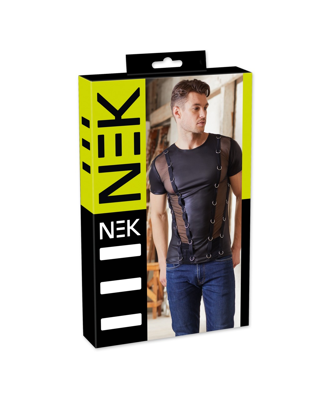 NEK black matte look T-shirt with straps
