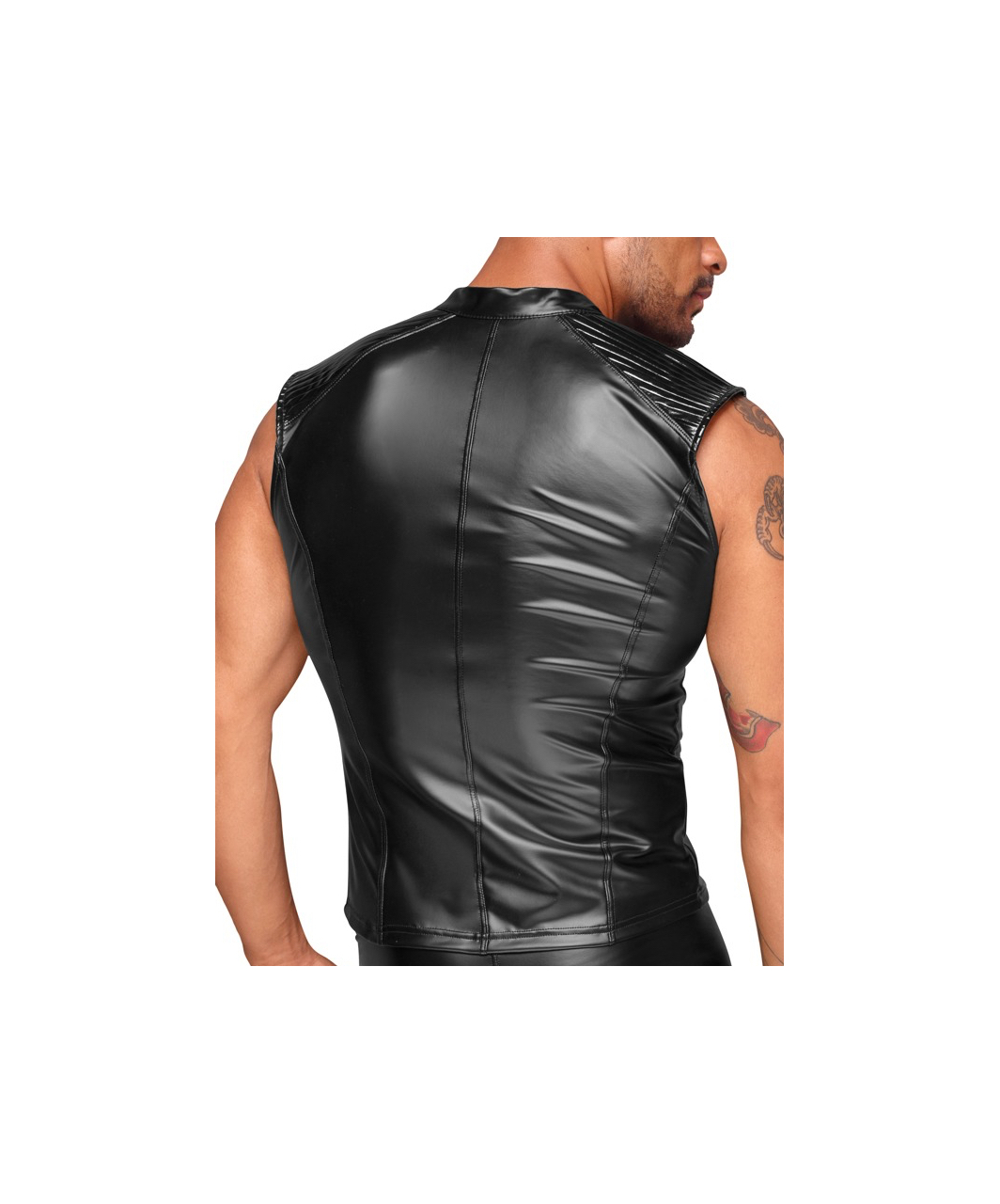 Noir Handmade melns matēta auduma bezpiedurkņu krekls ar rāvējslēdzēju