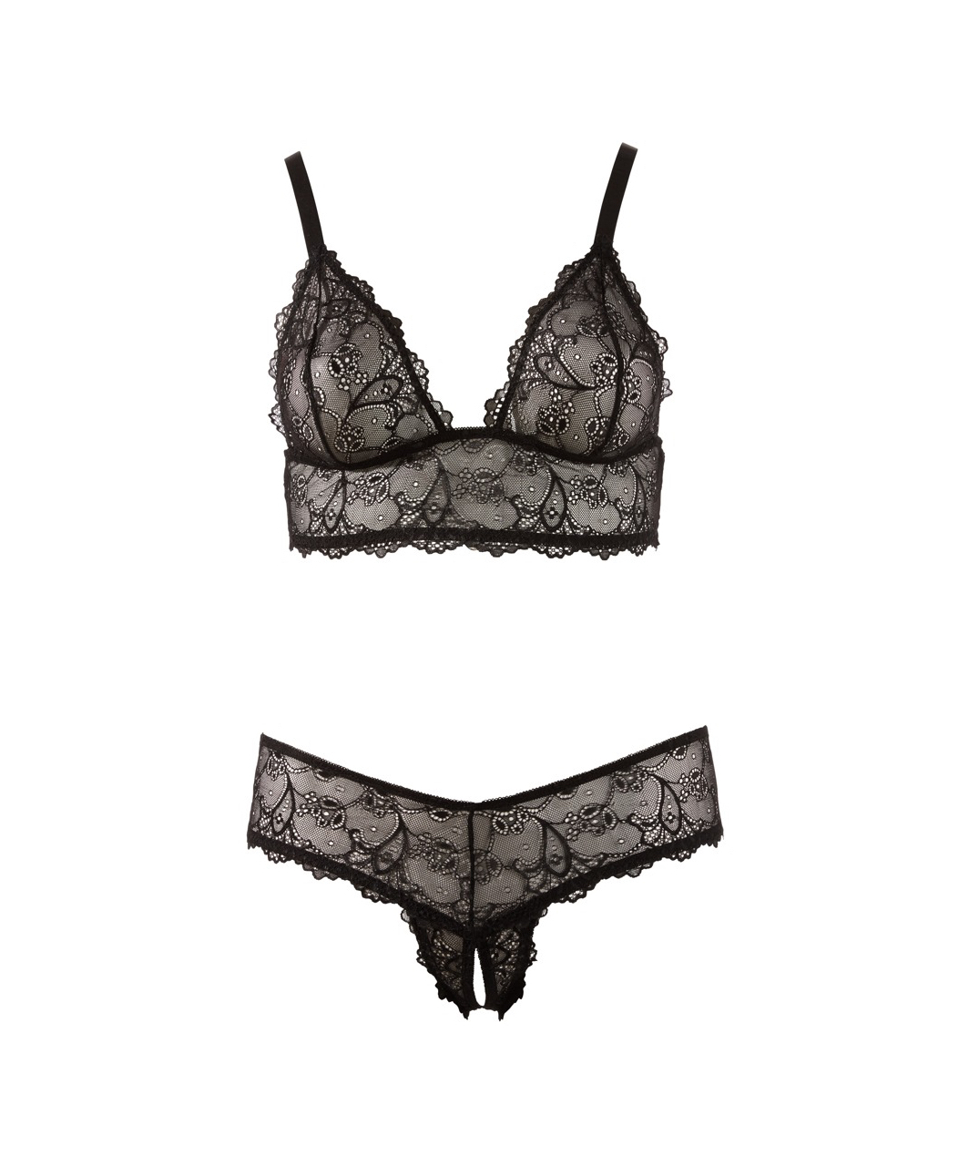 Cottelli Lingerie black lace two-piece lingerie set