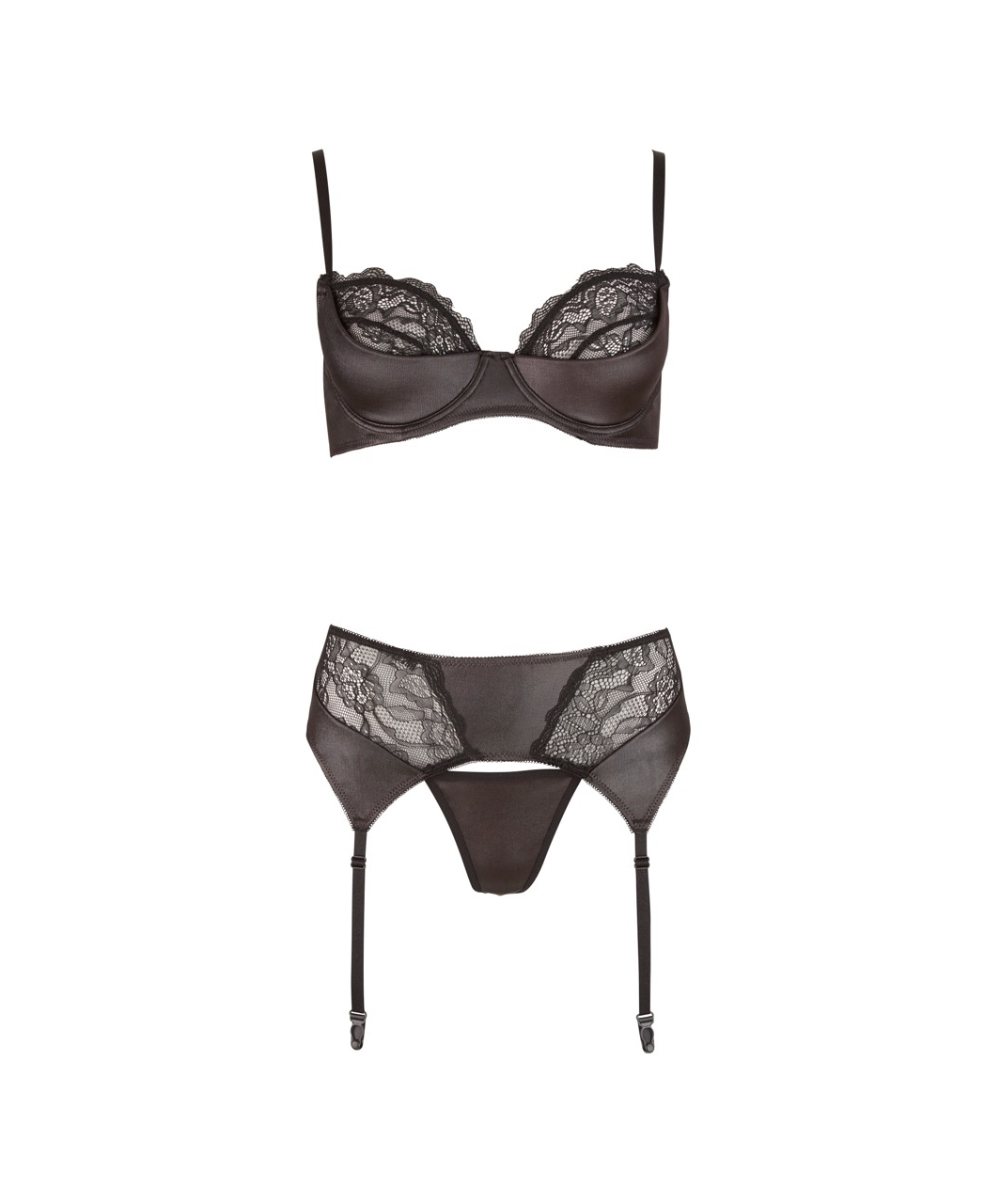 Cottelli Lingerie black lace 3-piece lingerie set