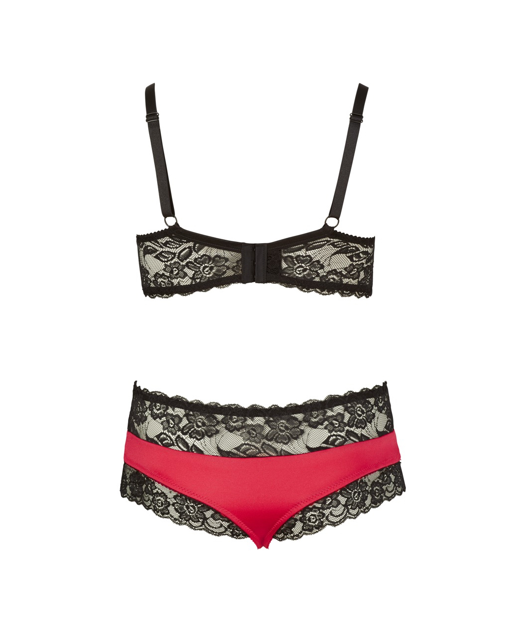 Cottelli Lingerie red satin lingerie set with black lace