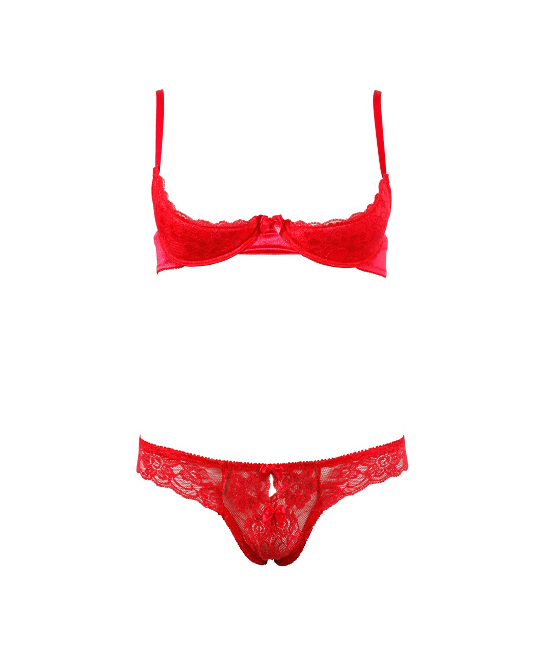 Cottelli Lingerie raudonas nėriniuotų apatinių komplektas