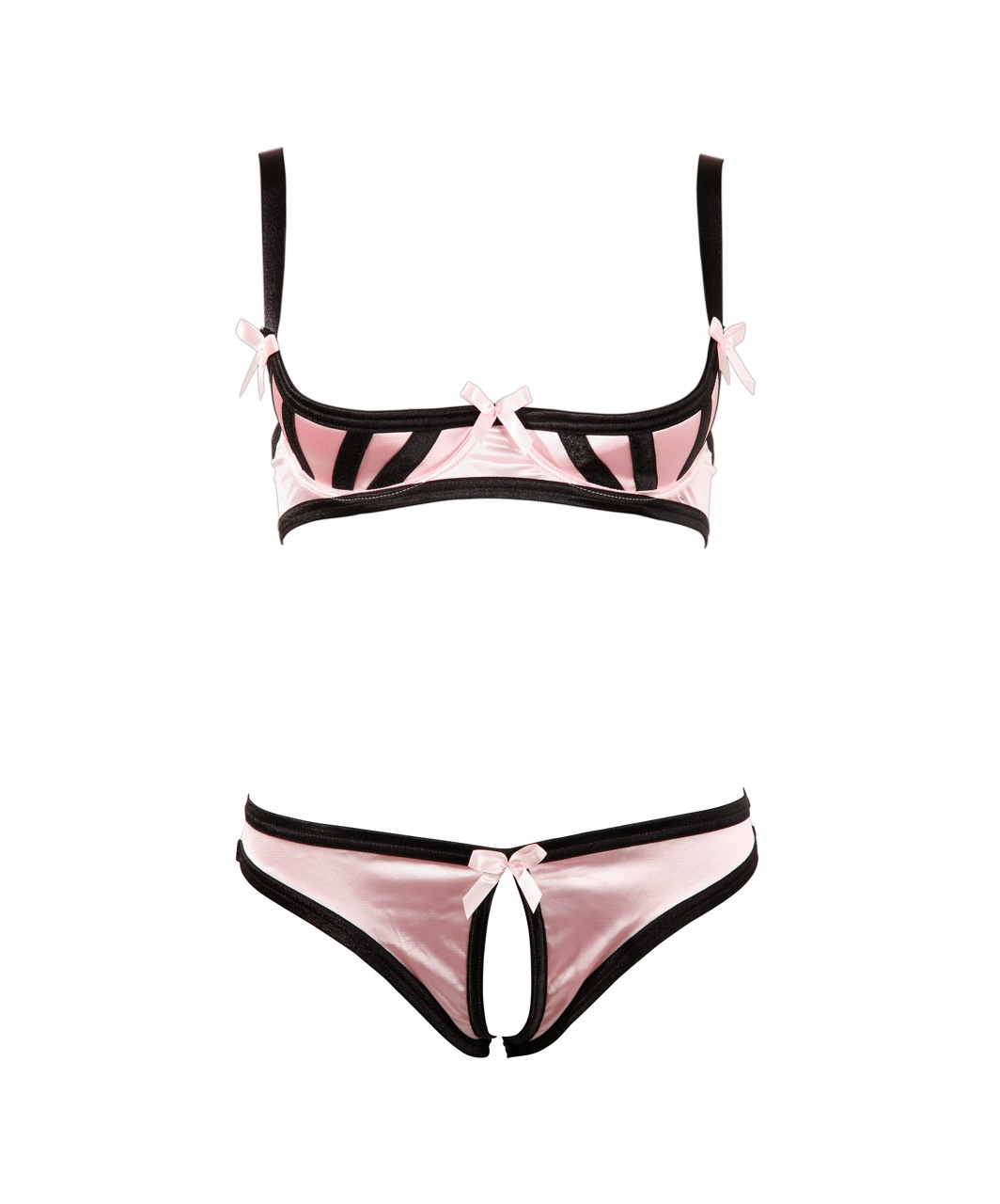 Cottelli Lingerie pink shelf bra with crotchless briefs