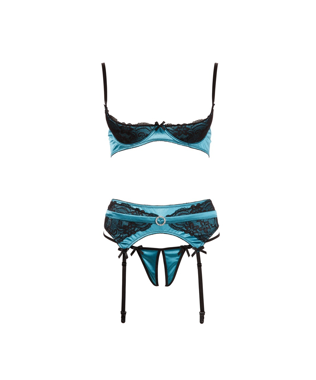 Cottelli Lingerie turquoise 3-piece lingerie set