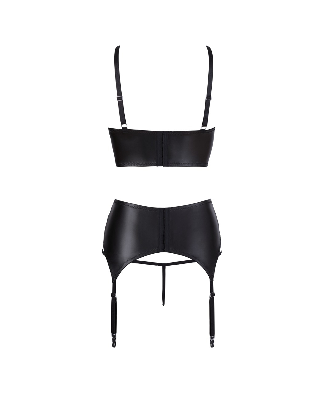 Abierta Fina black matte look suspender set