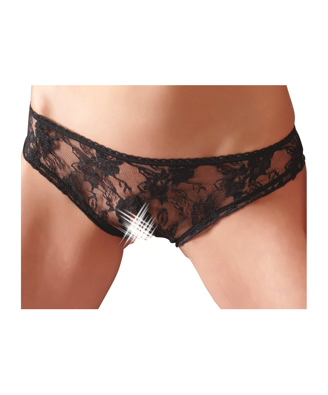 Cottelli Lingerie black lace crotchless panties