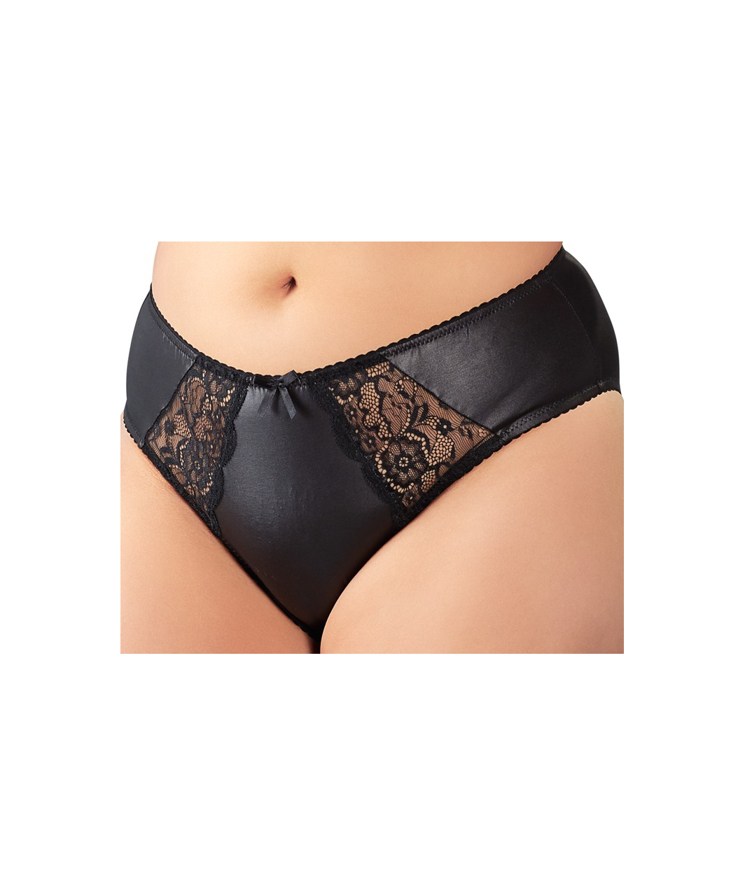 Cottelli Lingerie melnas matēta auduma biksītes ar mežģīnēm