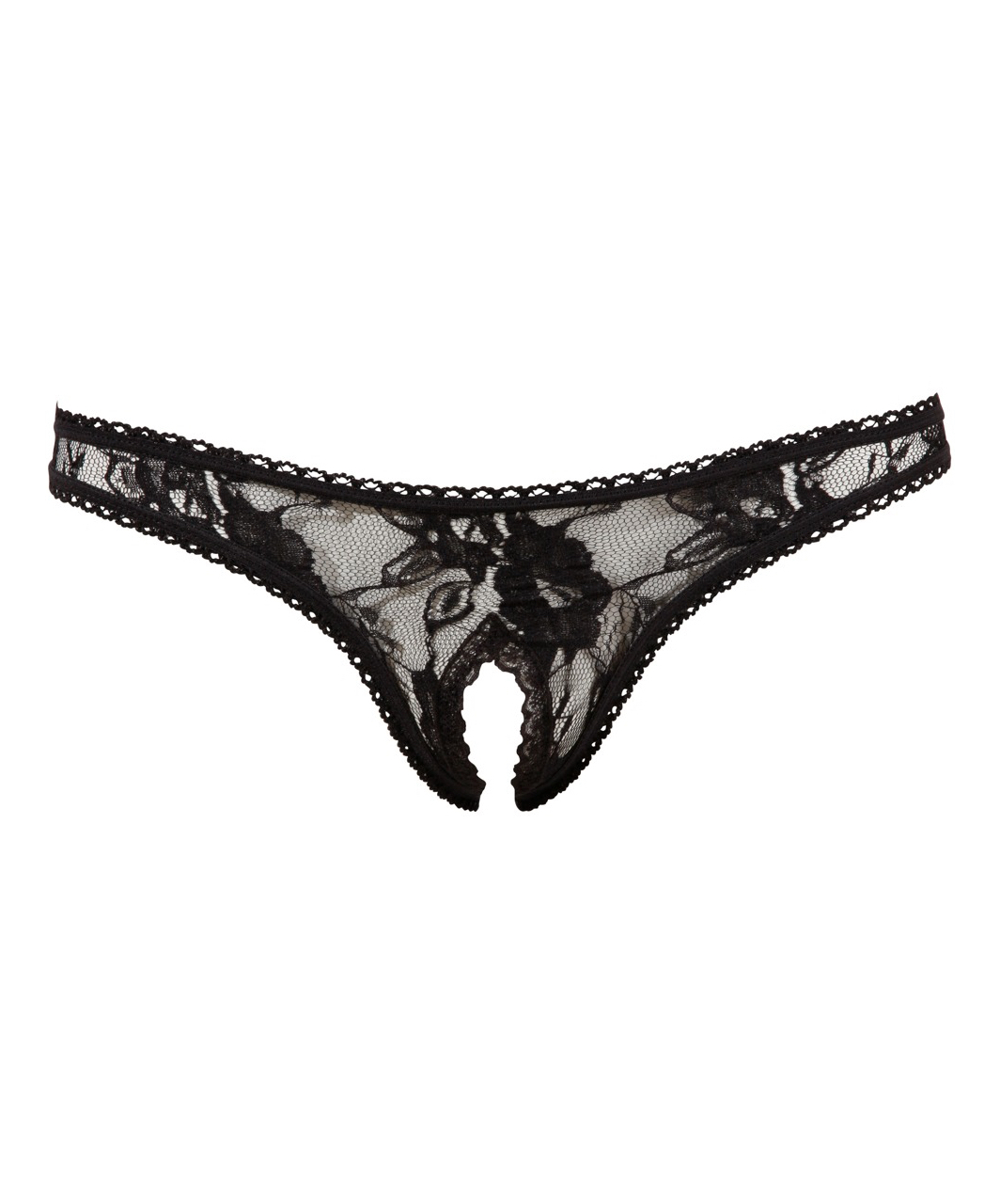 Cottelli Lingerie black lace crotchless thong