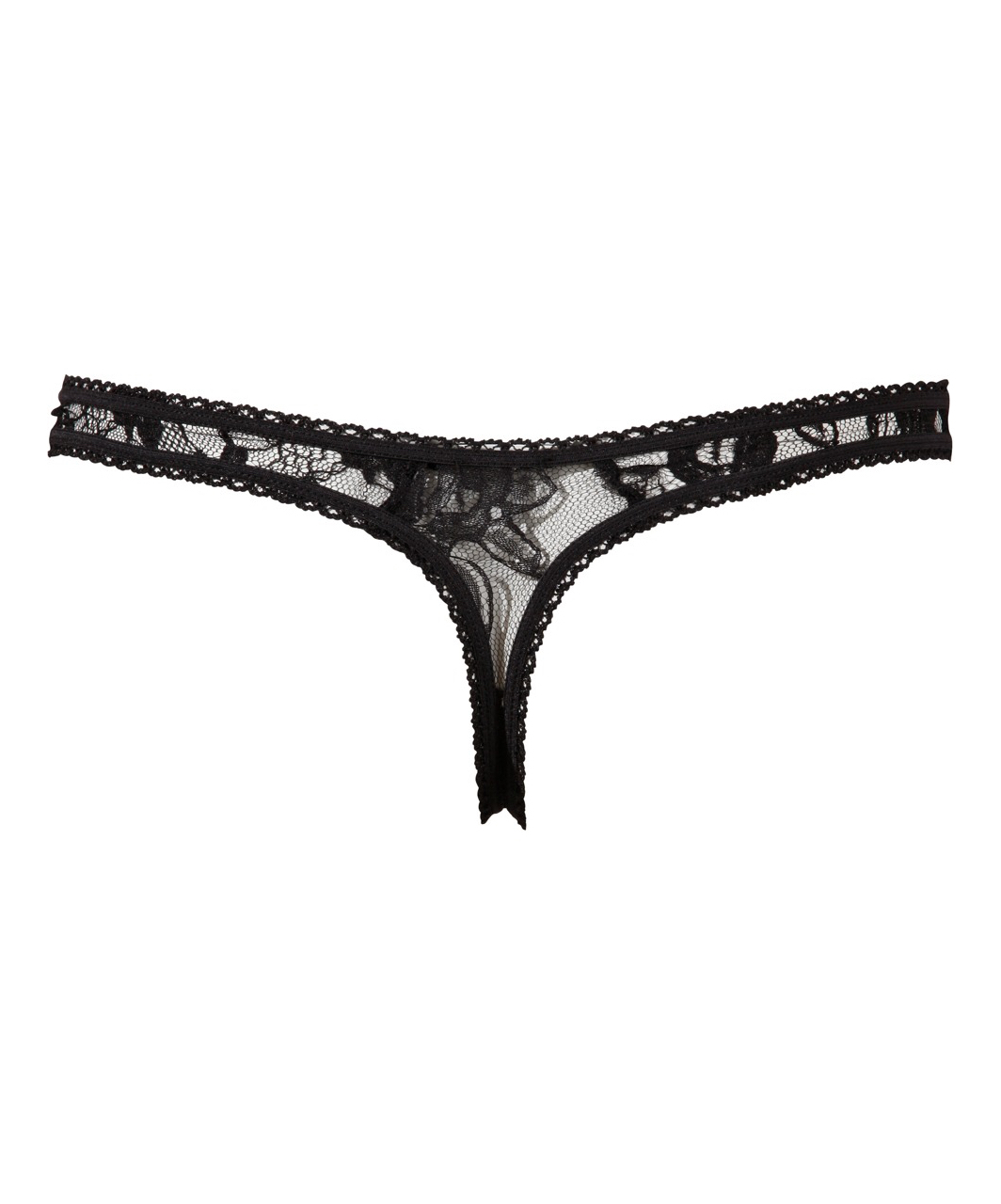 Cottelli Lingerie melni mežģīņu stringi ar šķēlumu