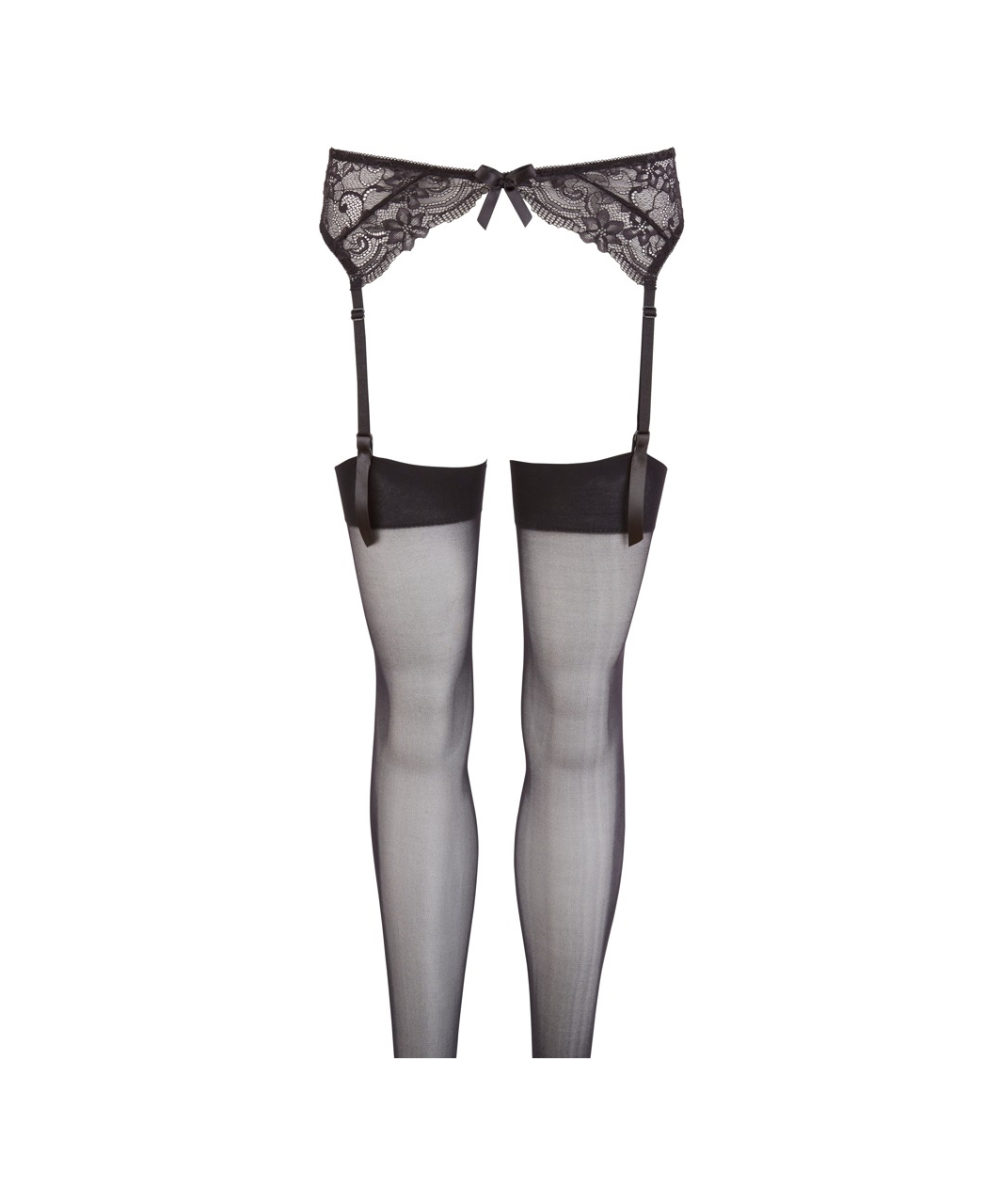 NO:XQSE black lace garter belt with stockings