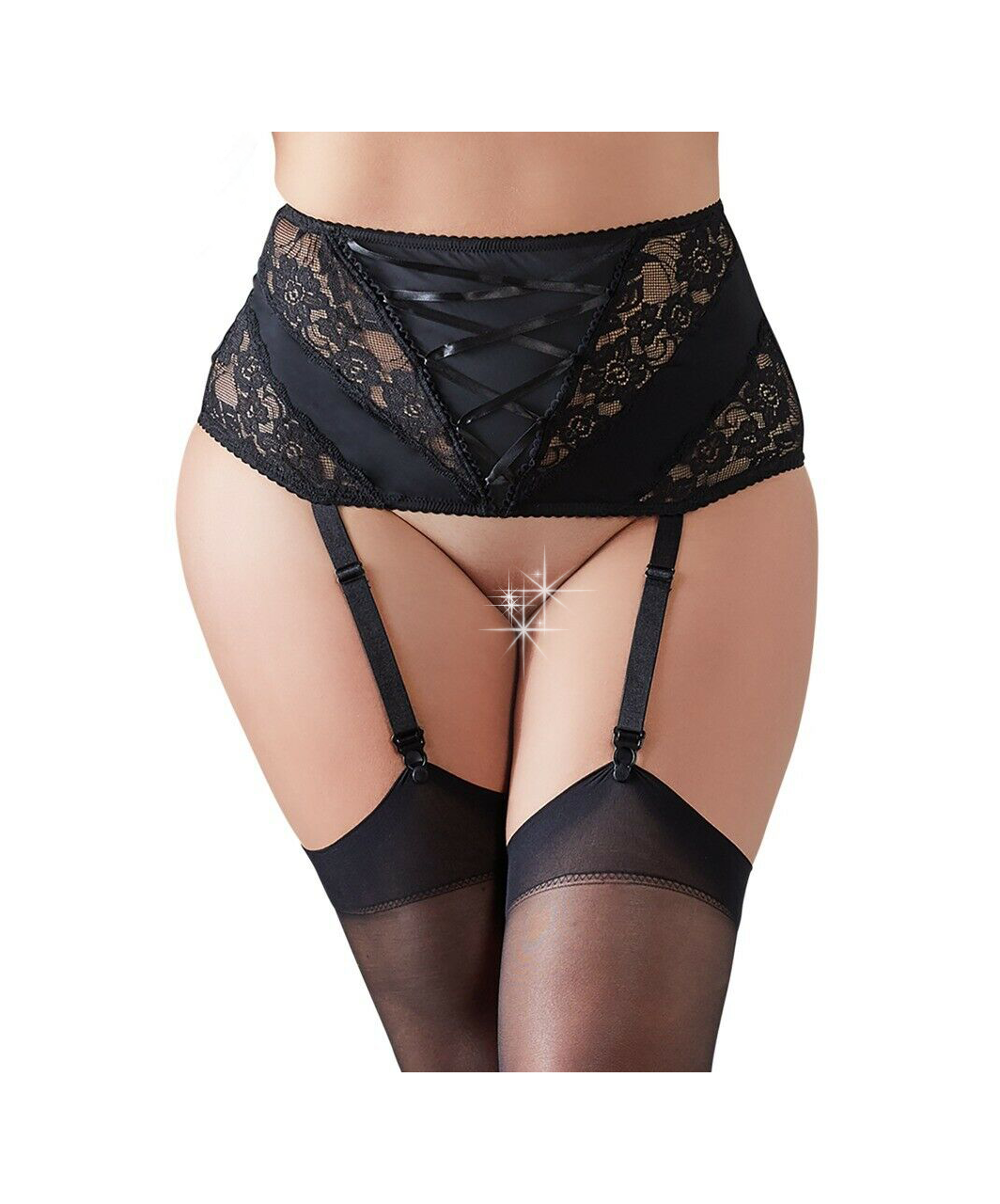 Cottelli Lingerie melns mežģīņu zeķturis