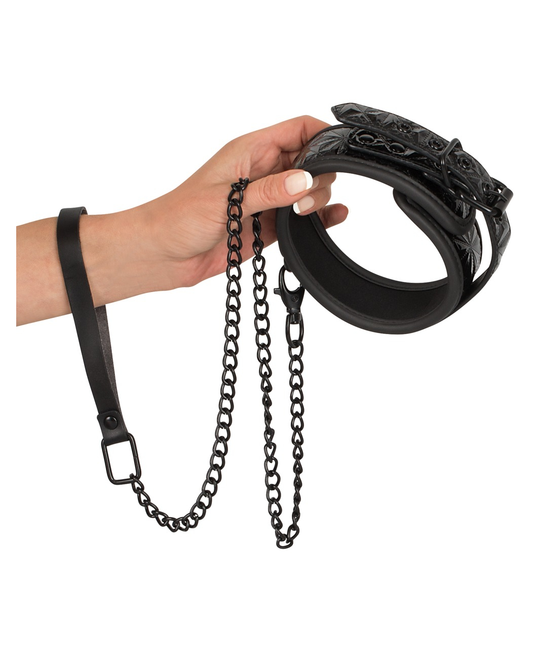 Bad Kitty vinyl collar with chain leash