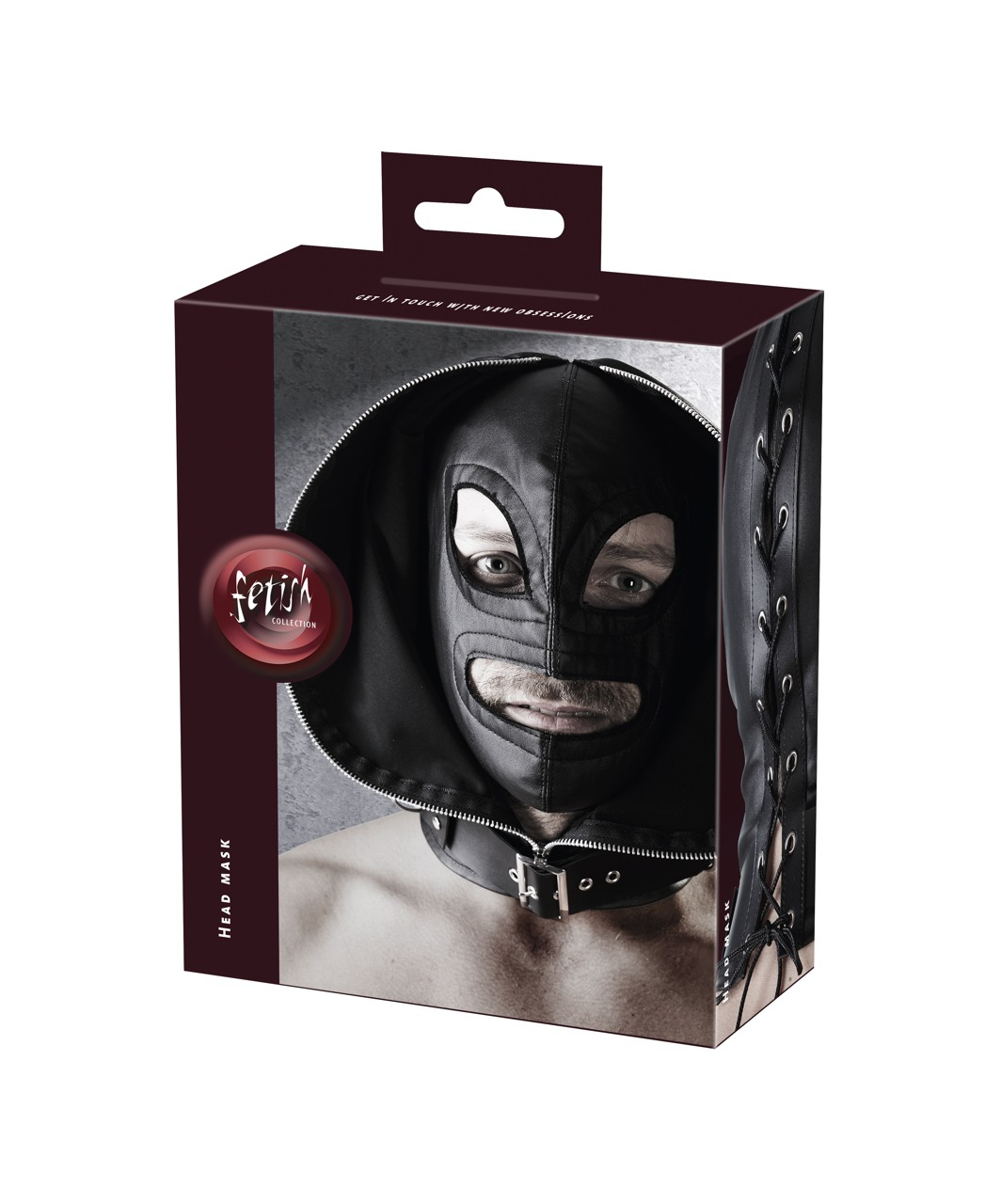 Fetish Collection black double hood mask with zipper