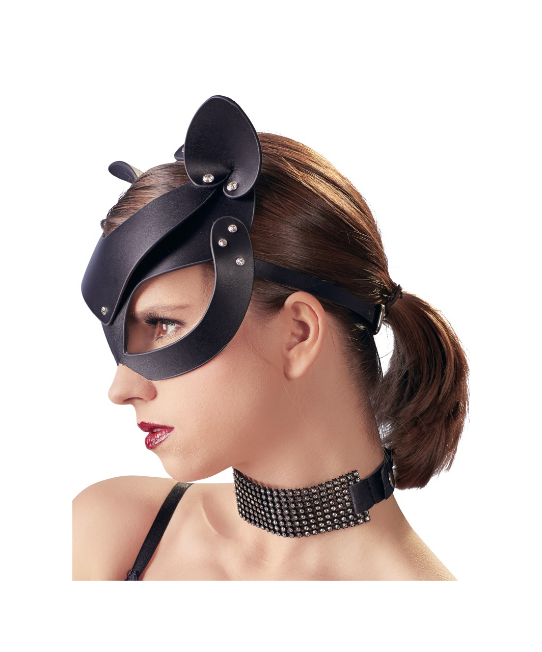 Bad Kitty black faux leather cat mask