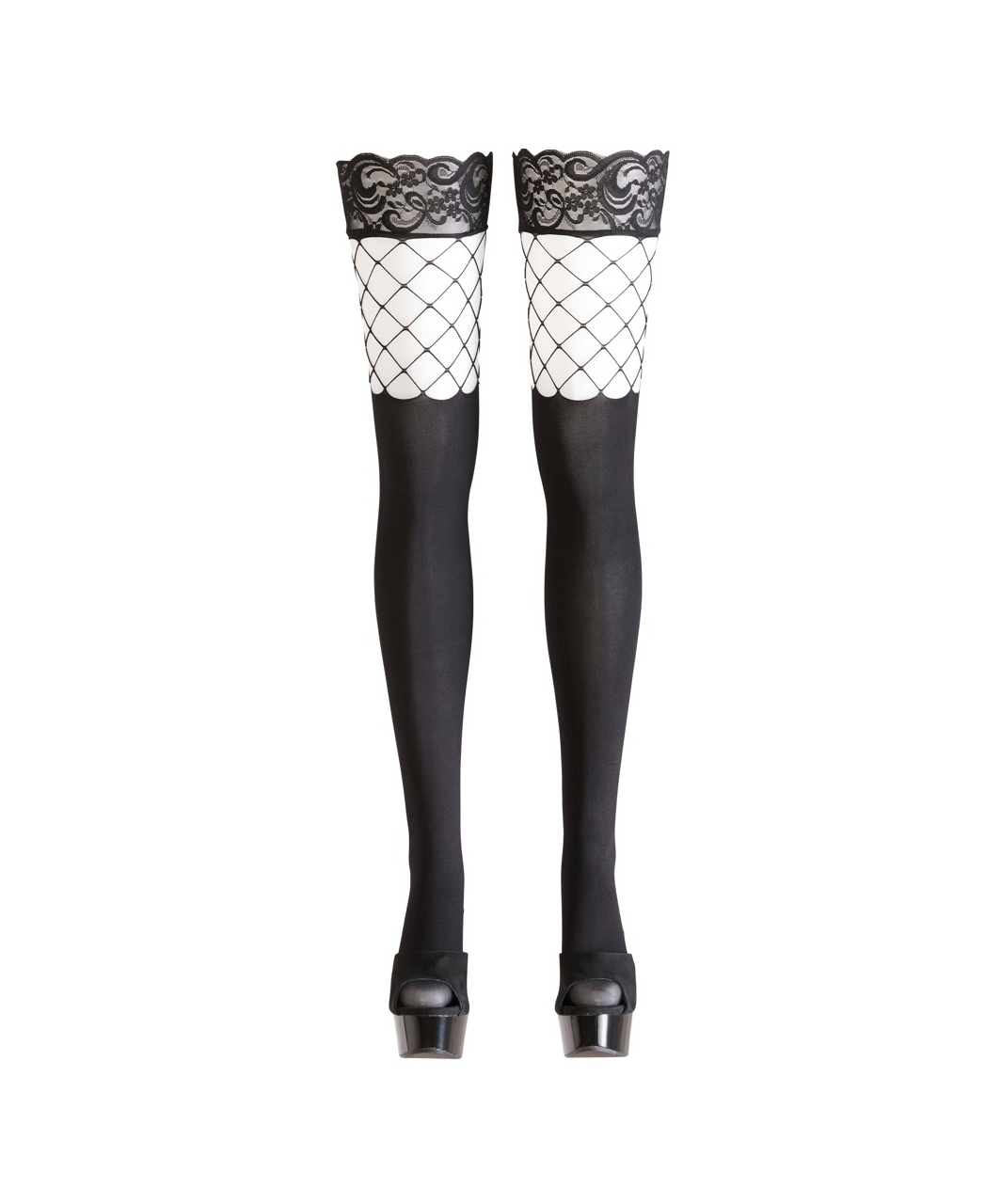 Cottelli Lingerie black hold-up stockings with net