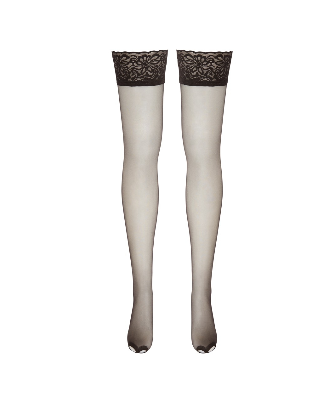 Cottelli Lingerie open toe black hold-up stockings