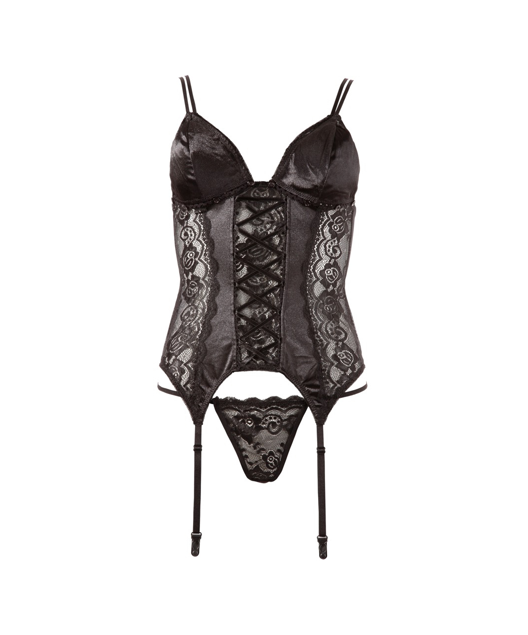 Cottelli Lingerie black lace basque with detachable cups