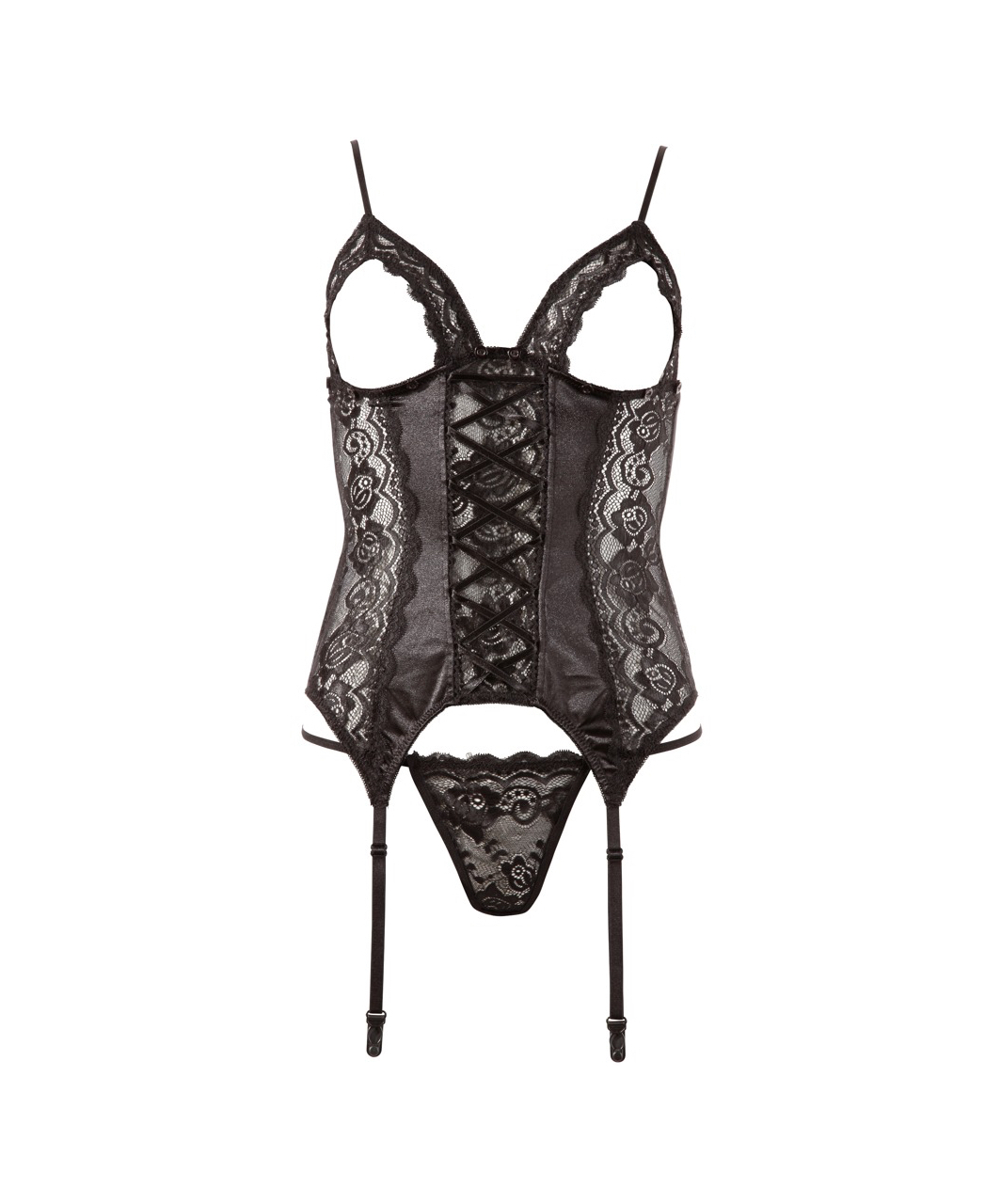 Cottelli Lingerie black lace basque with detachable cups