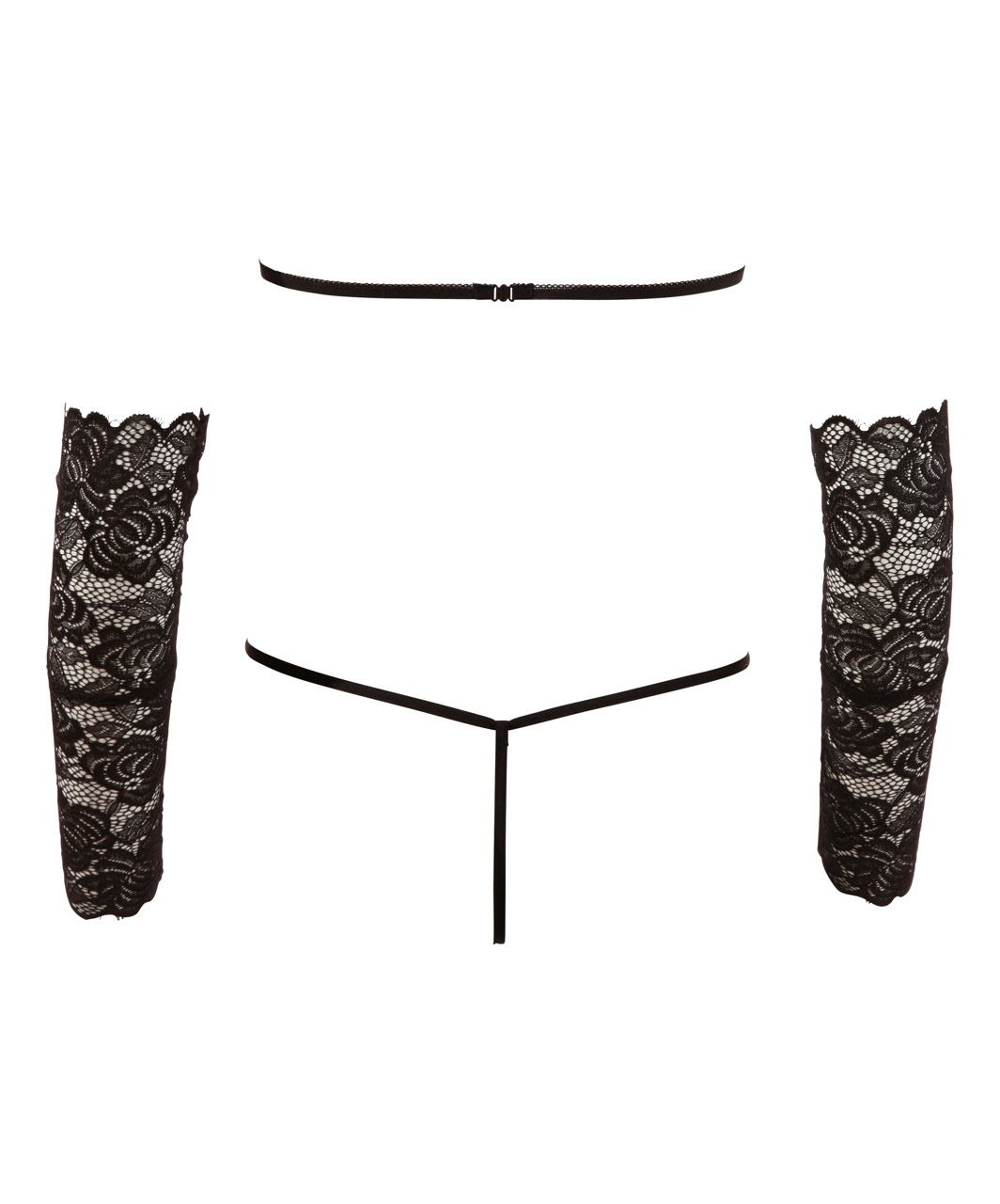 Cottelli Lingerie melns mežģīņu bodijs ar atvērumiem un uzročiem