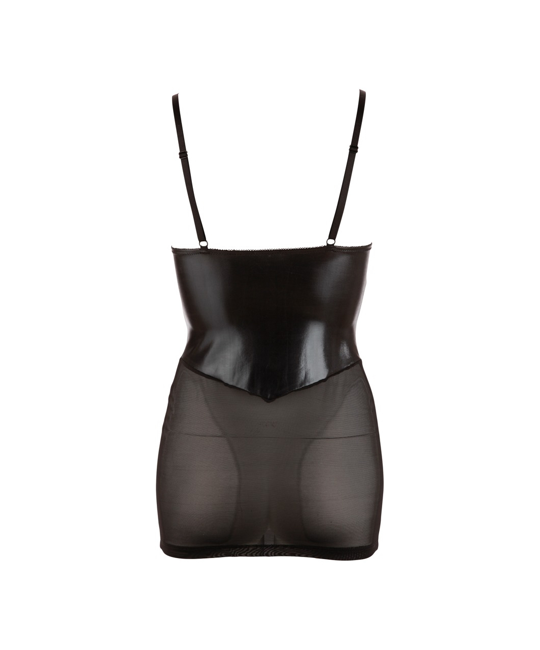 Cottelli Lingerie black powernet mini dress with buckles