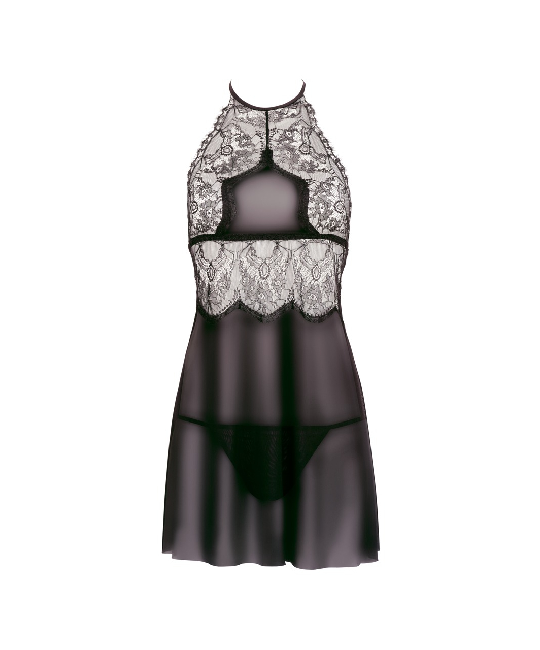 Cottelli Lingerie black peignoir & chemise set