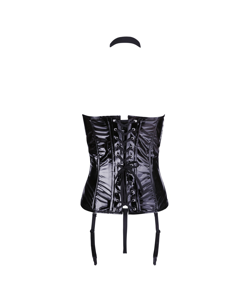 Black Level black vinyl basque with lacing