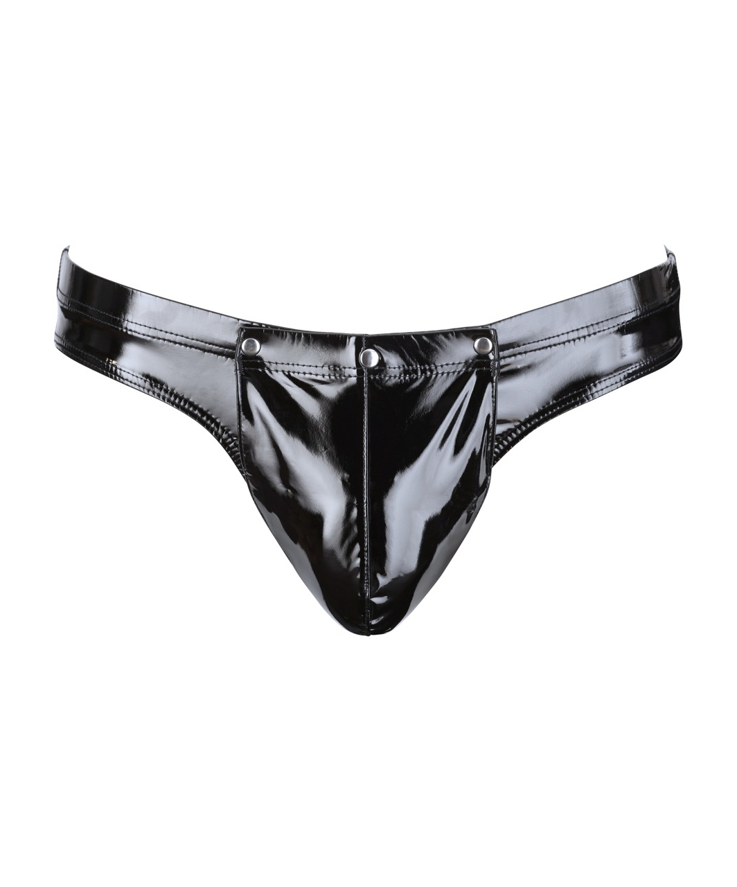 Black Level black vinyl briefs with press studs