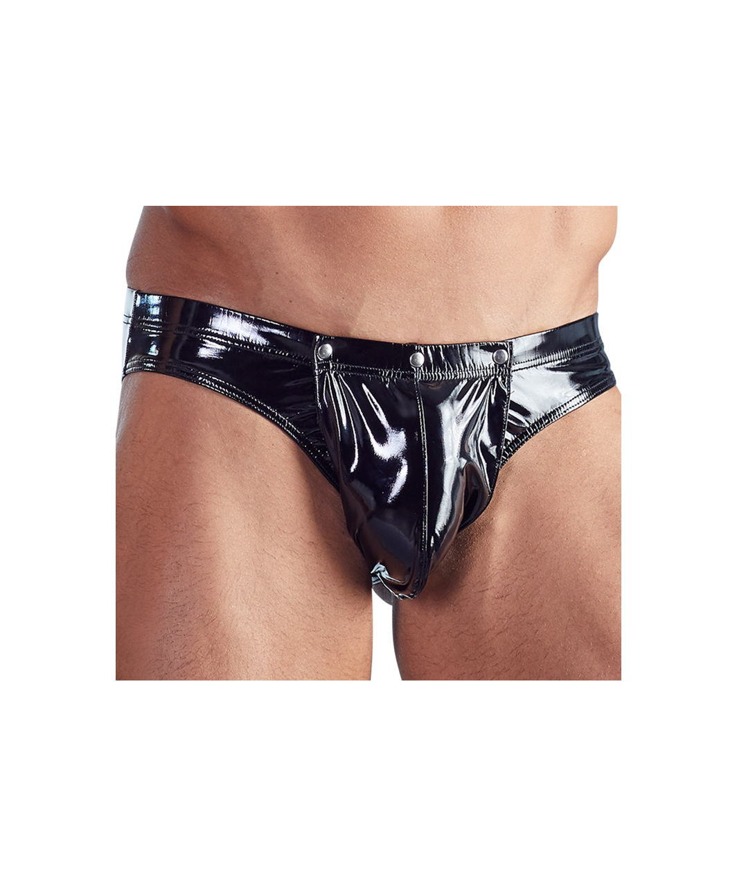 Black Level black vinyl briefs with press studs